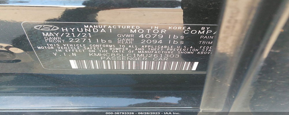KMHC85LC1MU261303 2021 HYUNDAI IONIQ photo no. 9