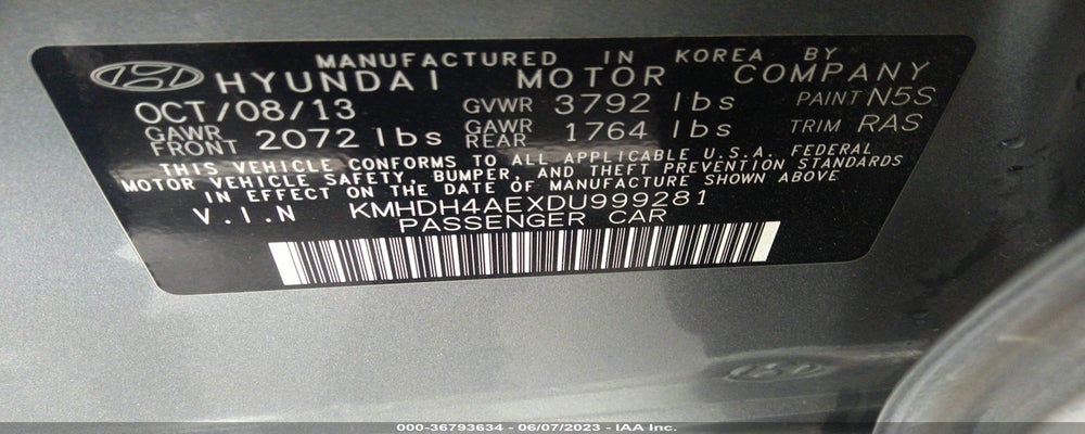 KMHDH4AEXDU999281 2013 HYUNDAI ELANTRA photo no. 9