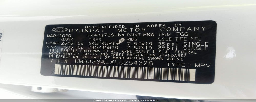 KM8J33ALXLU254328 2020 HYUNDAI TUCSON photo no. 9