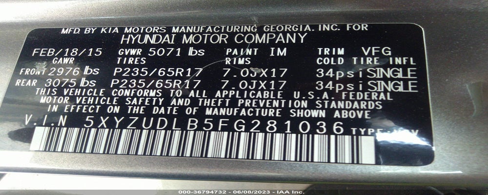 5XYZUDLB5FG281036 2015 HYUNDAI SANTA FE SPORT photo no. 9