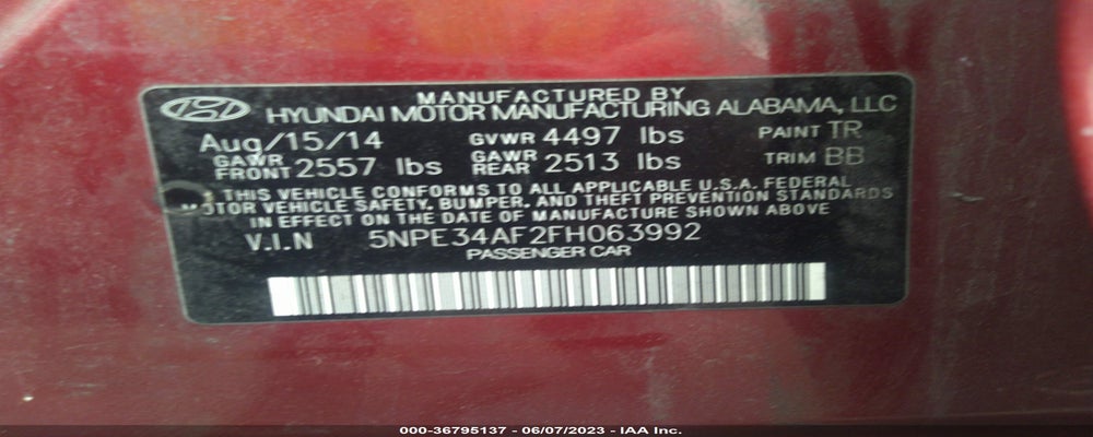 5NPE34AF2FH063992 2015 HYUNDAI SONATA photo no. 9