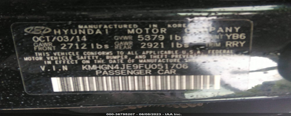 KMHGN4JE9FU051706 2015 HYUNDAI GENESIS photo no. 9
