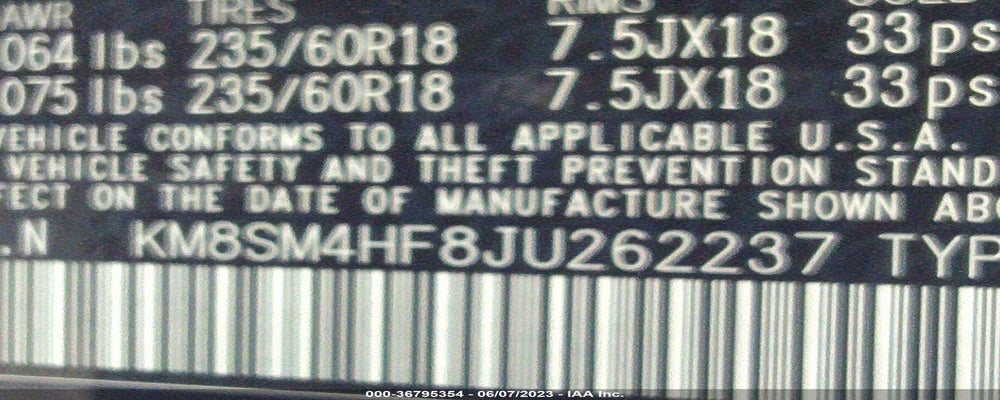 KM8SM4HF8JU262237 2018 HYUNDAI SANTA FE photo no. 9