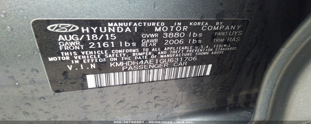 KMHDH4AE1GU631706 2016 HYUNDAI ELANTRA photo no. 9