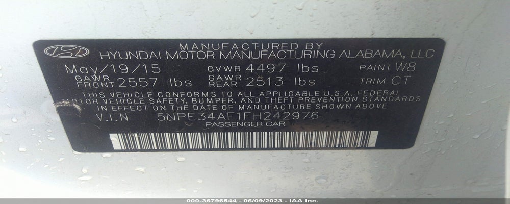 5NPE34AF1FH242976 2015 HYUNDAI SONATA photo no. 9