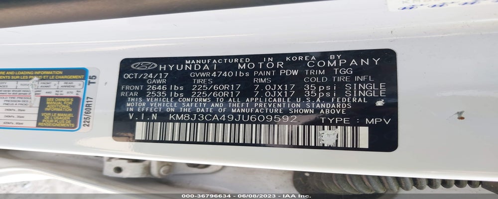 KM8J3CA49JU609592 2018 HYUNDAI TUCSON photo no. 9