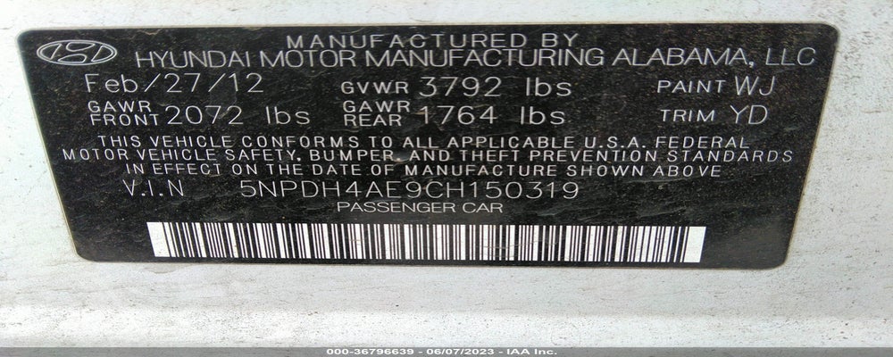 5NPDH4AE9CH150319 2012 HYUNDAI ELANTRA photo no. 9