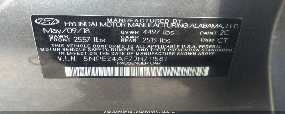 5NPE24AF7JH711581 2018 HYUNDAI SONATA photo no. 9