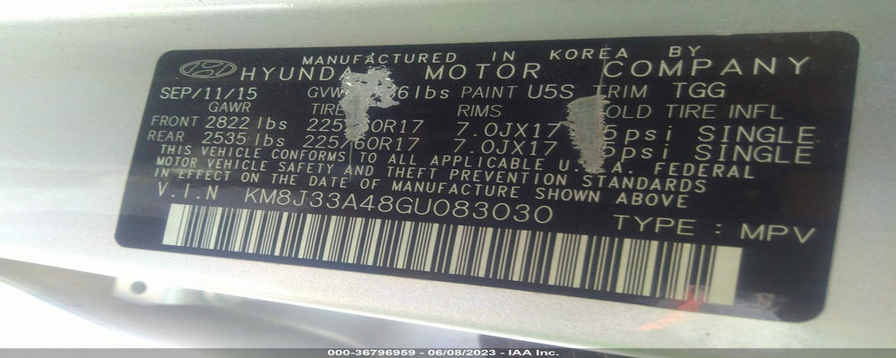 KM8J33A48GU083030 2016 HYUNDAI TUCSON photo no. 9