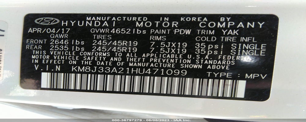 KM8J33A21HU471099 2017 HYUNDAI TUCSON photo no. 9