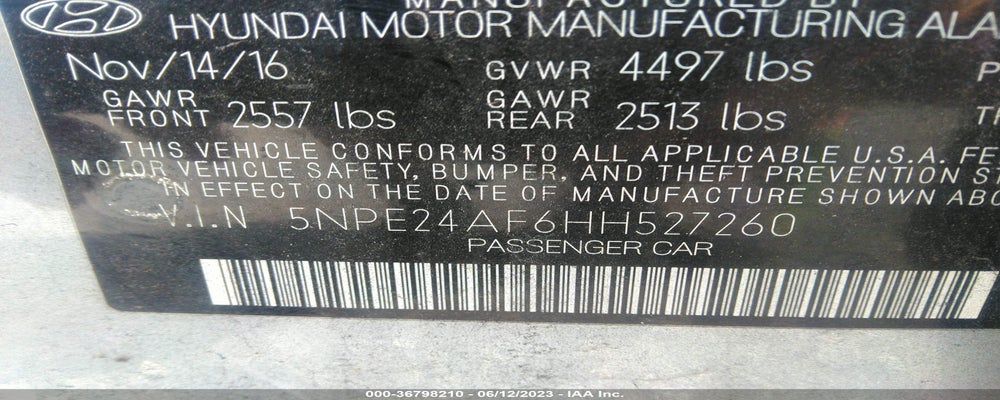 5NPE24AF6HH527260 2017 HYUNDAI SONATA photo no. 9