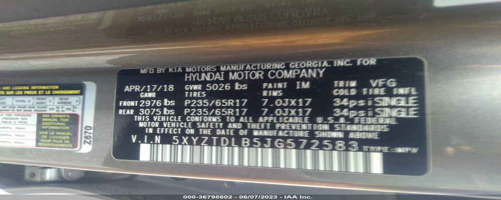 5XYZTDLB5JG572583 2018 HYUNDAI SANTA FE SPORT photo no. 9