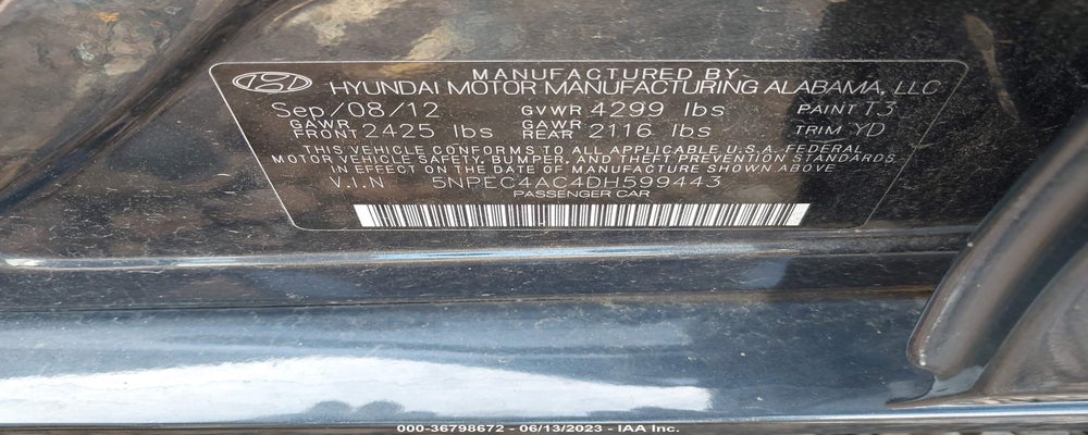 5NPEC4AC4DH599443 2013 HYUNDAI SONATA photo no. 9