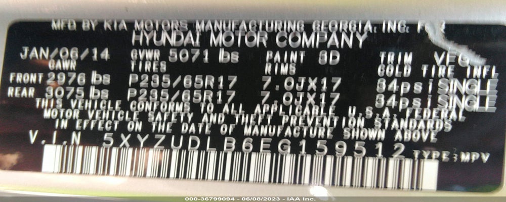 5XYZUDLB6EG159512 2014 HYUNDAI SANTA FE SPORT photo no. 9