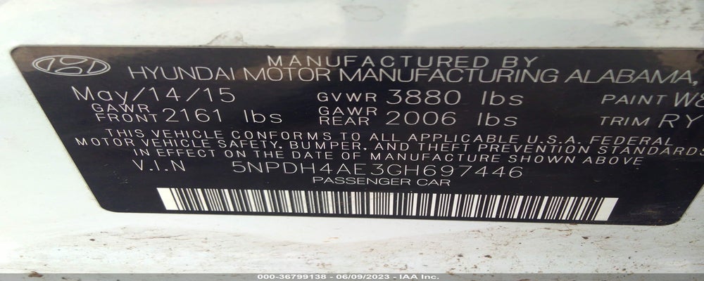 5NPDH4AE3GH697446 2016 HYUNDAI ELANTRA photo no. 9