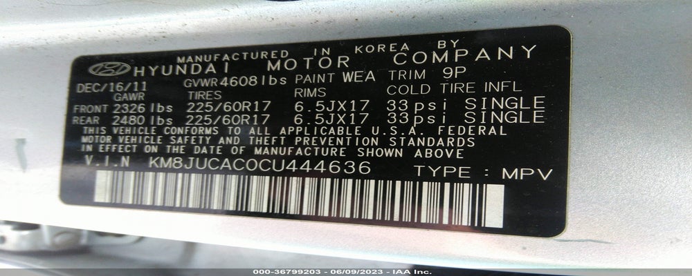 KM8JUCAC0CU444636 2012 HYUNDAI TUCSON photo no. 9