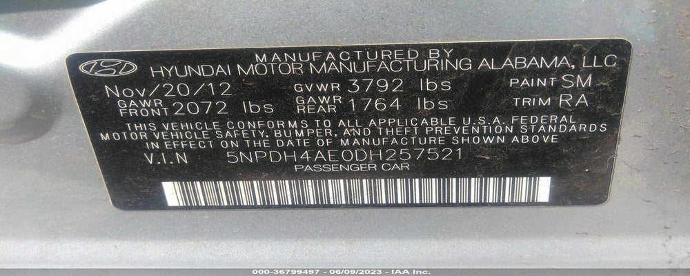5NPDH4AE0DH257521 2013 HYUNDAI ELANTRA photo no. 9
