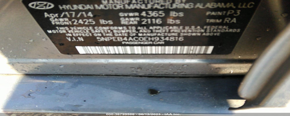 5NPEB4AC0EH934816 2014 HYUNDAI SONATA photo no. 9