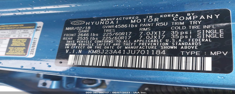 KM8J23A41JU701184 2018 HYUNDAI TUCSON photo no. 9
