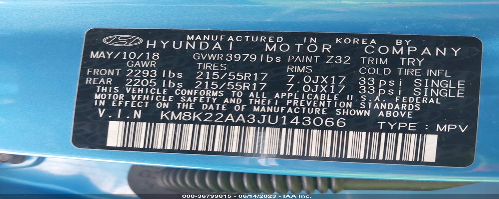 KM8K22AA3JU143066 2018 HYUNDAI KONA photo no. 9