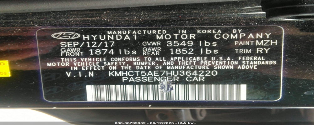 KMHCT5AE7HU364220 2017 HYUNDAI ACCENT photo no. 9