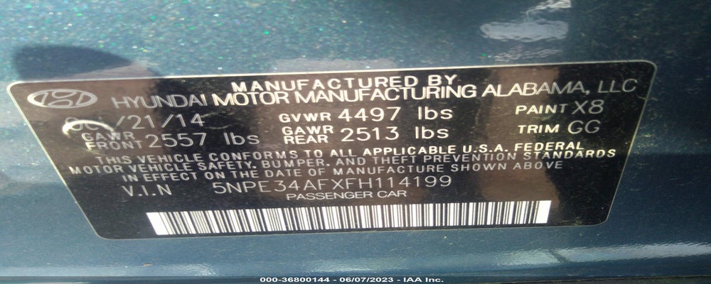 5NPE34AFXFH114199 2015 HYUNDAI SONATA photo no. 9