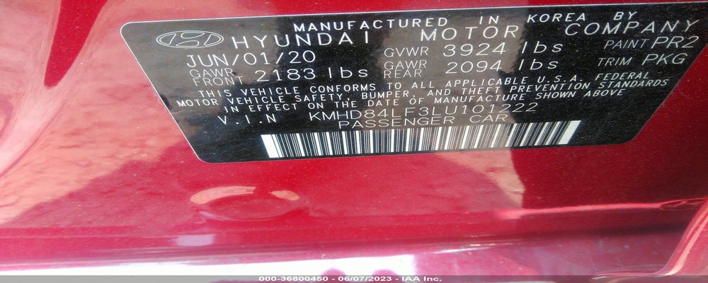 KMHD84LF3LU101222 2020 HYUNDAI ELANTRA photo no. 9