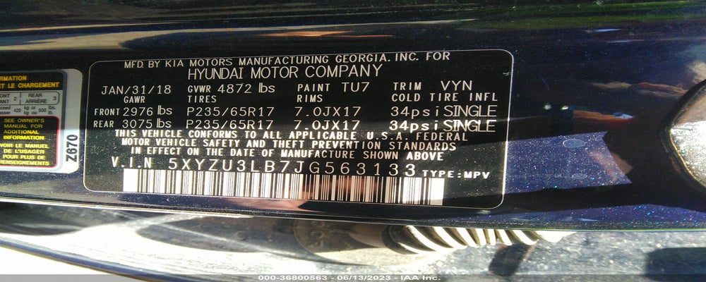 5XYZU3LB7JG563133 2018 HYUNDAI SANTA FE SPORT photo no. 9