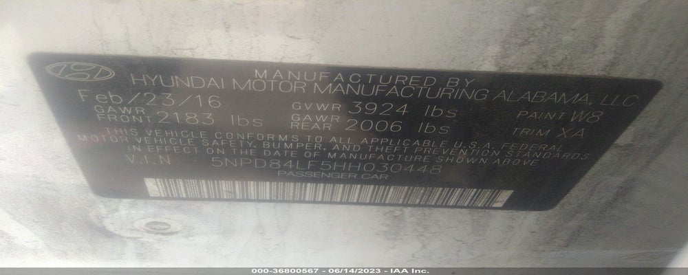 5NPD84LF5HH030448 2017 HYUNDAI ELANTRA photo no. 9
