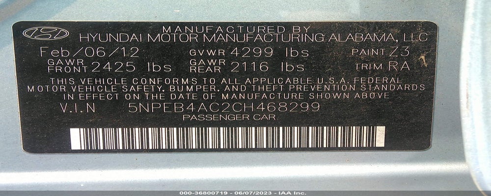 5NPEB4AC2CH468299 2012 HYUNDAI SONATA photo no. 9