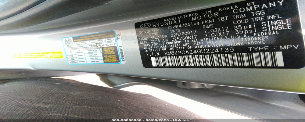 KM8J3CA24GU224139 2016 HYUNDAI TUCSON photo no. 9