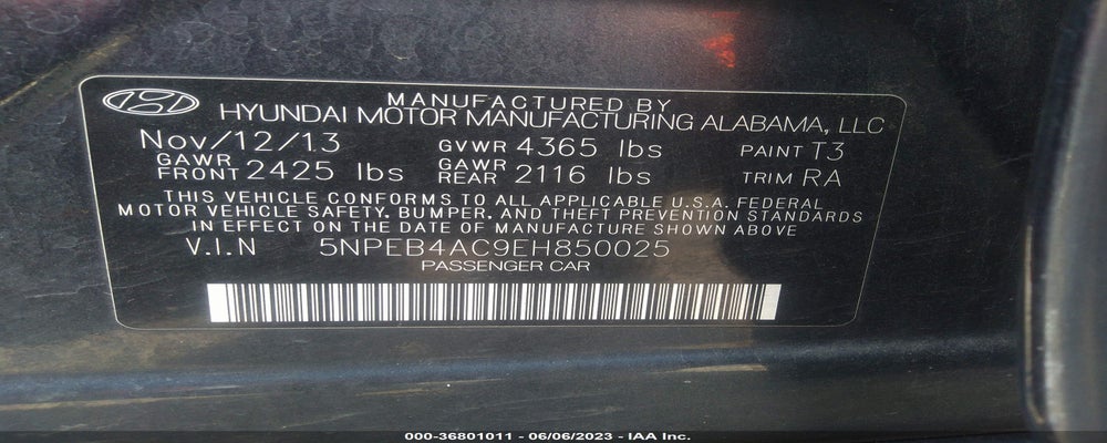 5NPEB4AC9EH850025 2014 HYUNDAI SONATA photo no. 9