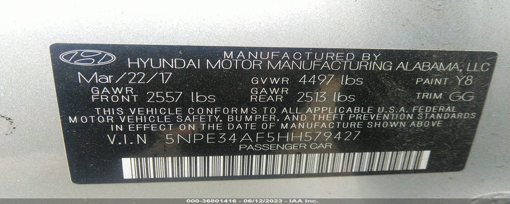 5NPE34AF5HH579427 2017 HYUNDAI SONATA photo no. 9