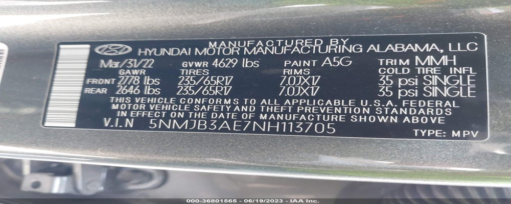 5NMJB3AE7NH113705 2022 HYUNDAI TUCSON photo no. 9