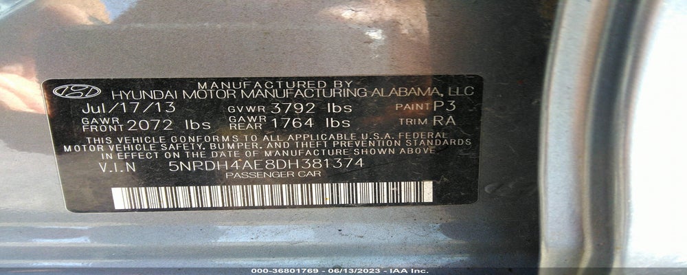 5NPDH4AE8DH381374 2013 HYUNDAI ELANTRA photo no. 9