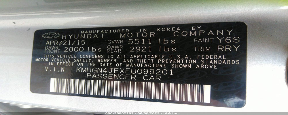 KMHGN4JEXFU099201 2015 HYUNDAI GENESIS photo no. 9