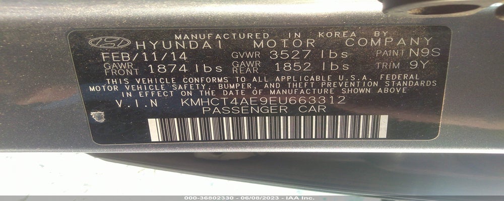 KMHCT4AE9EU663312 2014 HYUNDAI ACCENT photo no. 9