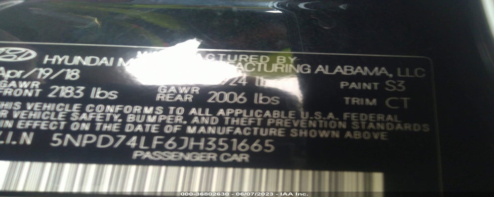 5NPD74LF6JH351665 2018 HYUNDAI ELANTRA photo no. 9