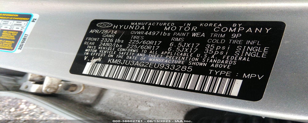 KM8JU3AG2EU933285 2014 HYUNDAI TUCSON photo no. 9
