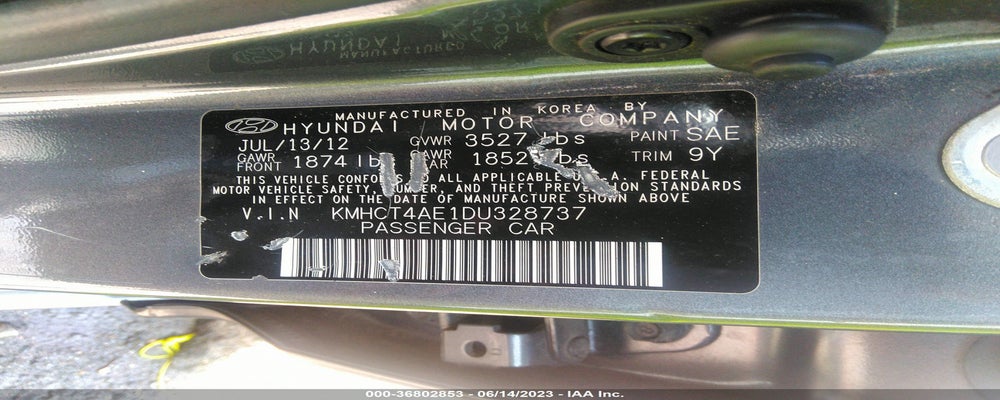 KMHCT4AE1DU328737 2013 HYUNDAI ACCENT photo no. 9