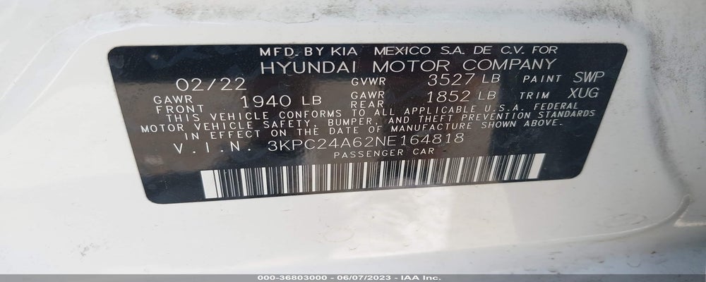 3KPC24A62NE164818 2022 HYUNDAI ACCENT photo no. 9