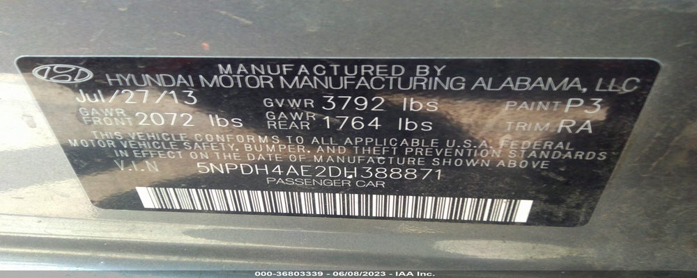 5NPDH4AE2DH388871 2013 HYUNDAI ELANTRA photo no. 9