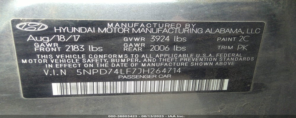 5NPD74LF7JH264714 2018 HYUNDAI ELANTRA photo no. 9