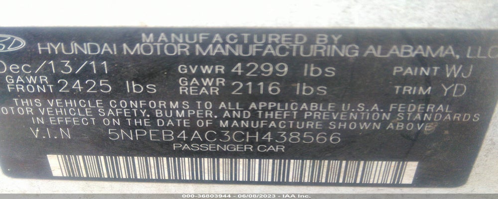 5NPEB4AC3CH438566 2012 HYUNDAI SONATA photo no. 9