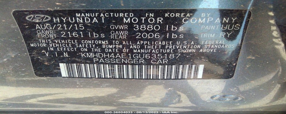 KMHDH4AE1GU635187 2016 HYUNDAI ELANTRA photo no. 9