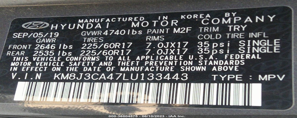 KM8J3CA47LU133443 2020 HYUNDAI TUCSON photo no. 9