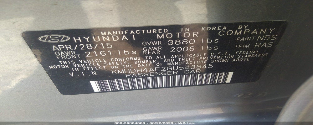 KMHDH4AE2GU543845 2016 HYUNDAI ELANTRA photo no. 9