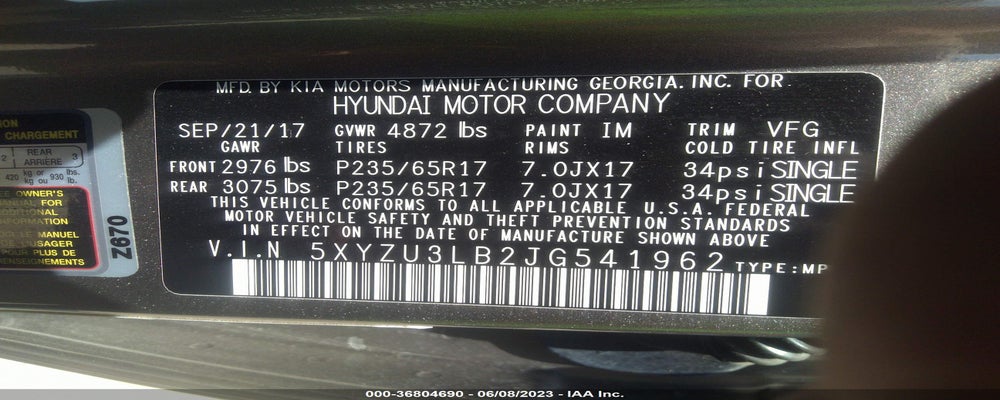 5XYZU3LB2JG541962 2018 HYUNDAI SANTA FE SPORT photo no. 9