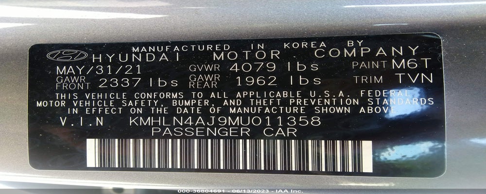 KMHLN4AJ9MU011358 2021 HYUNDAI ELANTRA HYBRID photo no. 9