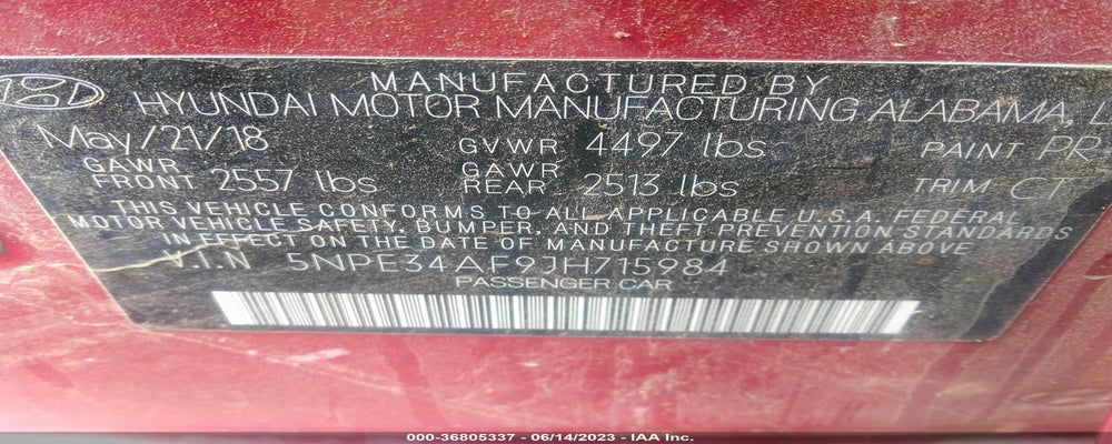 5NPE34AF9JH715984 2018 HYUNDAI SONATA photo no. 9